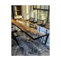 Modern Live Edge Dining Table Solid Wood with Epoxy Resin Custom Kitchen Cabinets River Design Elegant Dining Furniture
