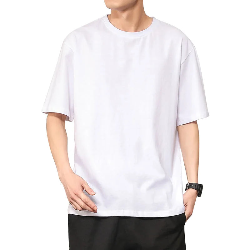 S-5XL Cotton T-shirt Men's Short Sleeved Loose Solid Color Work Clothes Team Building Corporate Culture Shirt Printing logo
