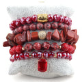 New 5 Pcs Jewelry Women Handmade Elastic Natural Gemstone Stretch Crystal Glass Beads Stack Bracelets Set