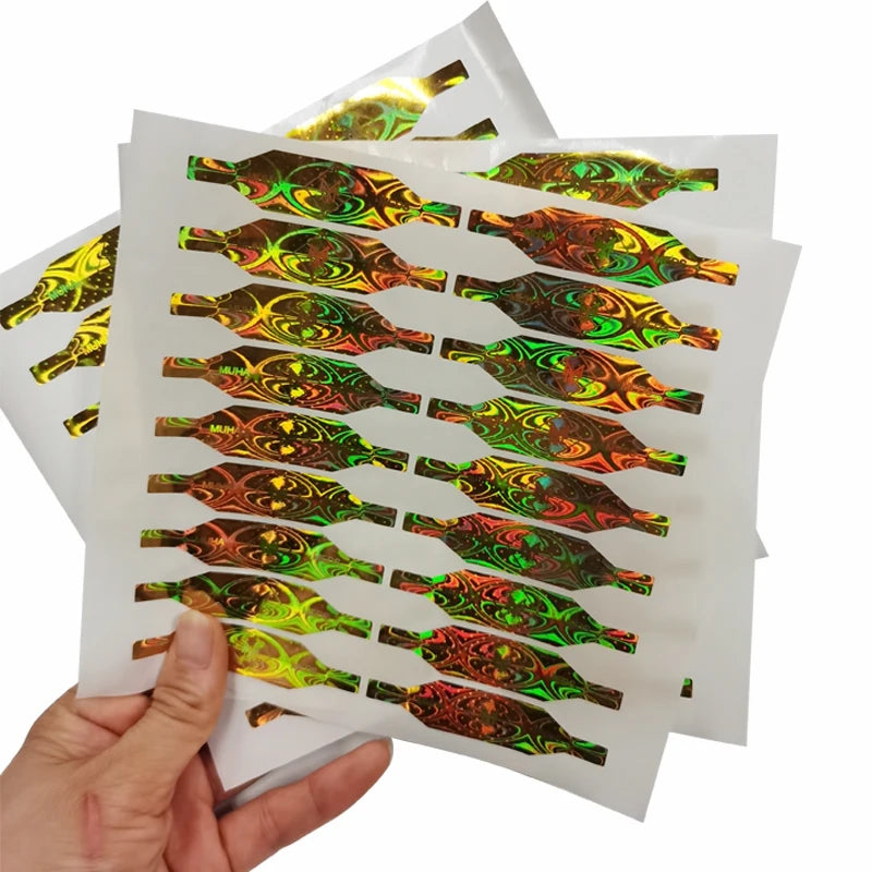 Tamper Evident Golden Seal Security Holographic Adhesive Sticker with PET Material