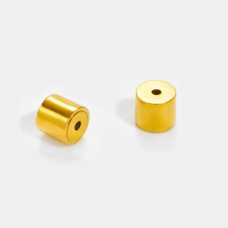 Custom 18K Gold Plated Stainless Steel Cylinder Earnut Earring Backs Waterproof Jewelry Accessories