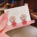 NEW Cute Flower Stud Earrings for Women Multicolor Pink Wedding Earrings Korean Fashion Jewelry Wholesale