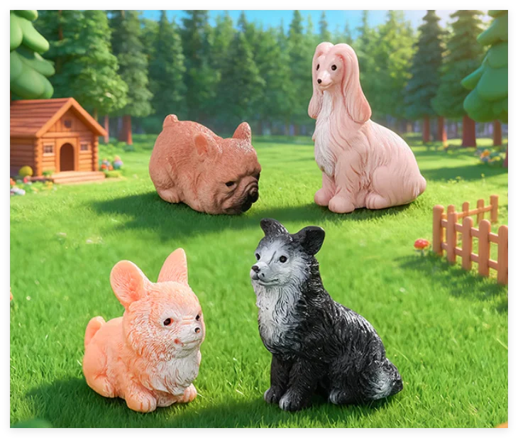 Garden Miniatures Manufacturer Mini Animal Figure Wholesale Resin Dog Statues Corgi Border Collie Fadou Afghan Hound 3D Kid Toys