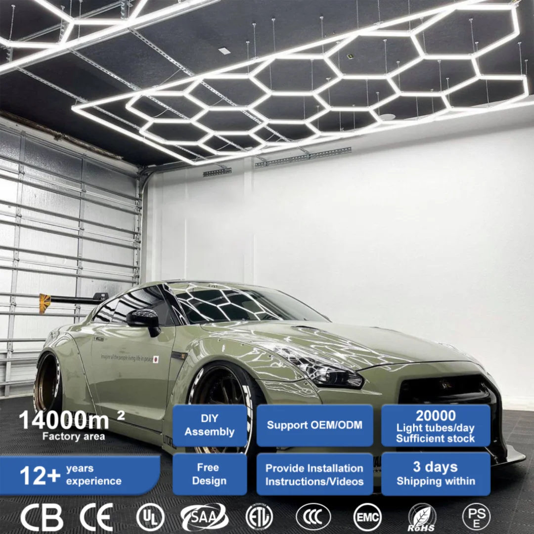 Gonengo DIY Workshop Car Detailing Garage Lamp ZT1028  Hexagonal LED Lights High-end Car Showroom Lamp