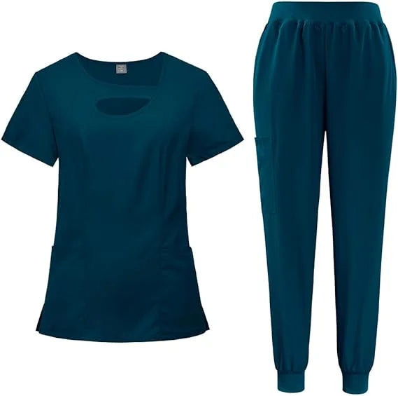 Uniforms Surgical Multiple Pockets V-Neck Top and Drawstring Scrub Pant Scrub Set Premium Hospital Uniform
