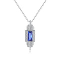 New Trendy 925 Sterling Silver Women Fashion Sapphire Gemstone Pendant Necklace