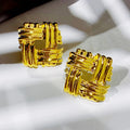Kaimei Fashion Jewelry Texture Metal Textured Square Earrings Fashion Korean Stylish Popular Minimal Square Stud Metal Earrings