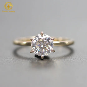 Fancy Solitaire Single Lab Grown Diamond Engagement Ring 1.13 Carat VVS2 Round Brilliant Cut Diamond 18K Solid Gold Jewelry Ring