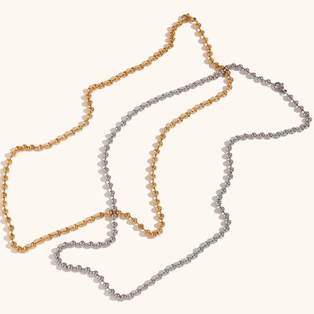 High Quality Jewelry 18K Gold Plated Beads Chain Multiple Wearing Methods Stainless Steel Necklace