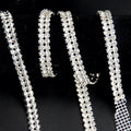 SINRONG Double Row Drill Tip Bottom Hand Sewn/Glued Borderless Mesh Fabric Metal Rhinestone Chain Stretch Feature Sew-On