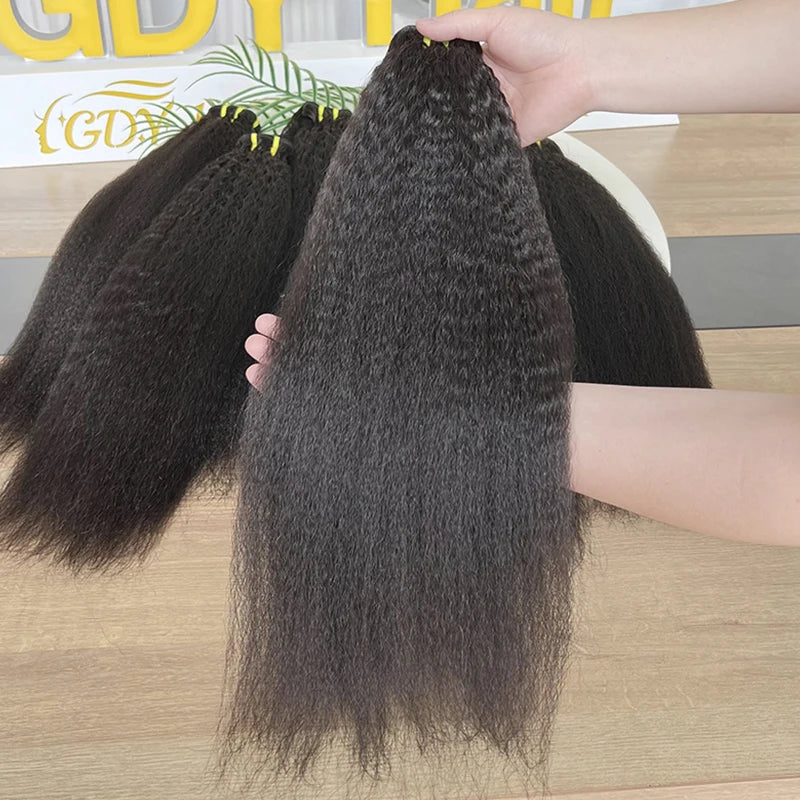 Natural Black Unprocessed Virgin Raw Double Weft Hair Bundles Women Wholesale Afro Kinky Straight Human Hair Bundles