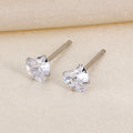 925 Sterling Silver Cubic Zircon Heart Stud Earrings Bling Jewelry