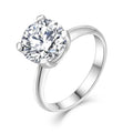 QX Classic Claw Settling Zircon Sterling Silver S925 Rhodium Plated Pave Setting Engagement Wedding Band Eternity Promise Rings