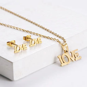 New 2023 Fashion Stainless Steel Jewelry Set Necklace and Earrings Set Hot Selling Jewelry Set Wholesale African Fashions