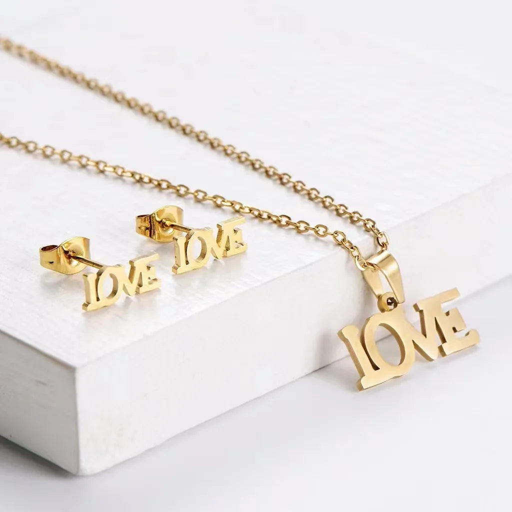 New 2023 Fashion Stainless Steel Jewelry Set Necklace and Earrings Set Hot Selling Jewelry Set Wholesale African Fashions