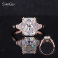 Starsgem Moissanite Engagement Ring Radiant Cut 14k Rose Gold 10x8mm 4cts Size D Color VVS Moissanite Jewelry Ring