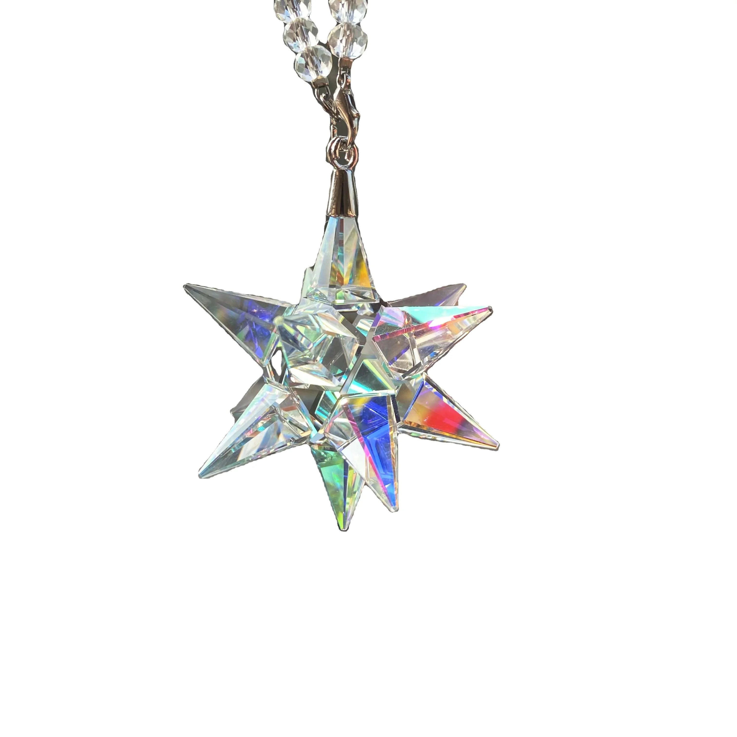 Sparkling Crystal Star Ornament for Christmas Tree Hanging Decoration