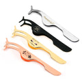 Custom Mini Metal Professional Slanted Tweezers Case Private Label Stainless Steel Colorful Eyelash Application Tweezers
