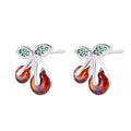 Custom Cute Fruit Collection Cherry Earrings Fine Jewelry S925 Silver Earrings Zircon Stud Earrings for Girls
