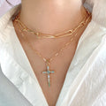 Fashion Personality Commuting Alloy Simple Everything Cross Diamond Pendant Double Layer Chain Necklace