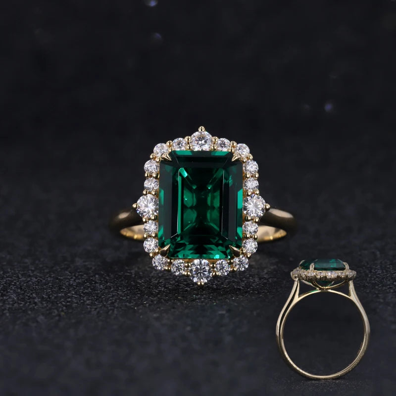 Starsgem 18k Yellow Gold 11*8.5mm  Hydrothermal Emerald Ring