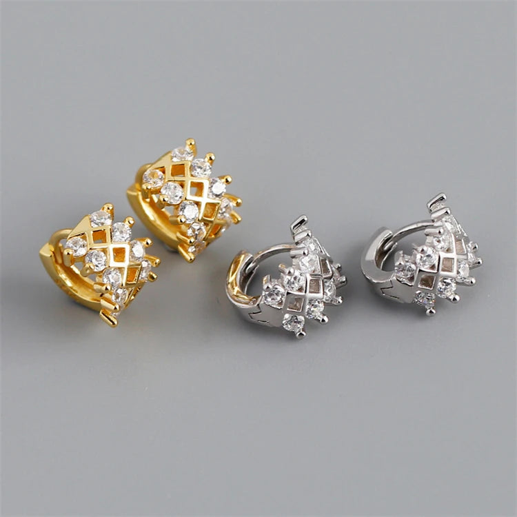 Fashion Luxury 925 Sterling Silver 18k Gold Plated Zircon Simple Huggie Hoop Earrings for Women