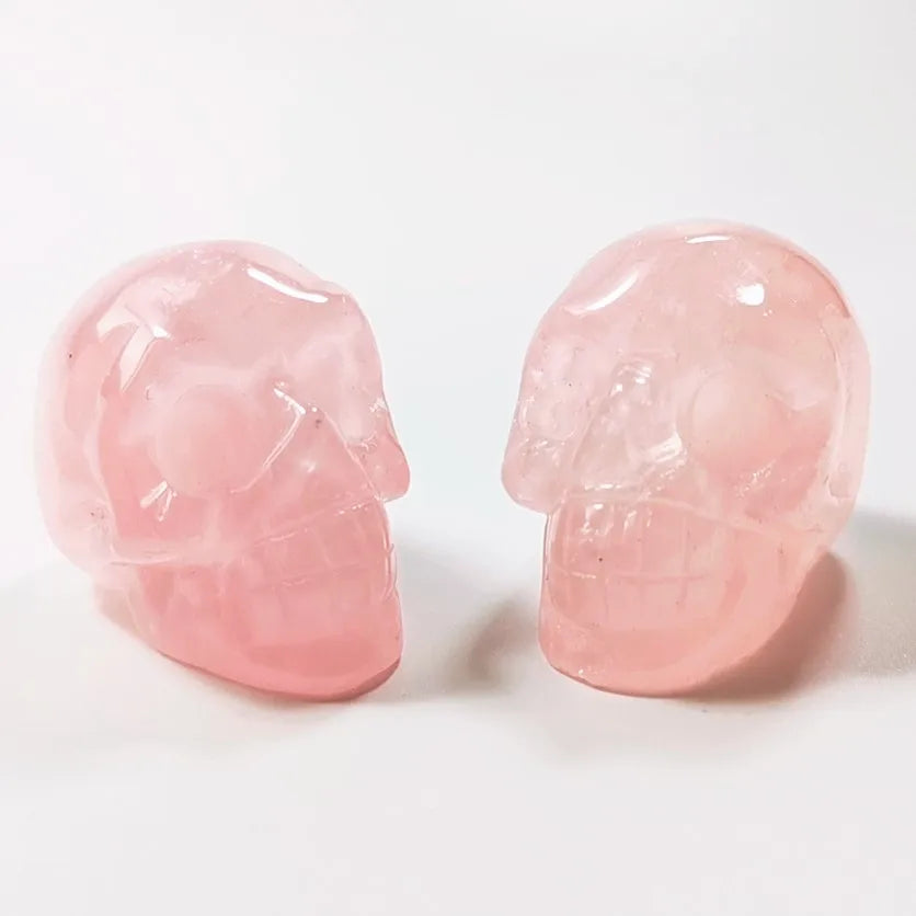 Huiying Cheap Price 2 Inch Hand Carved Natural Decorative Paperweight Crystal Rose Quartz Skulls Head for Gifts Crafts