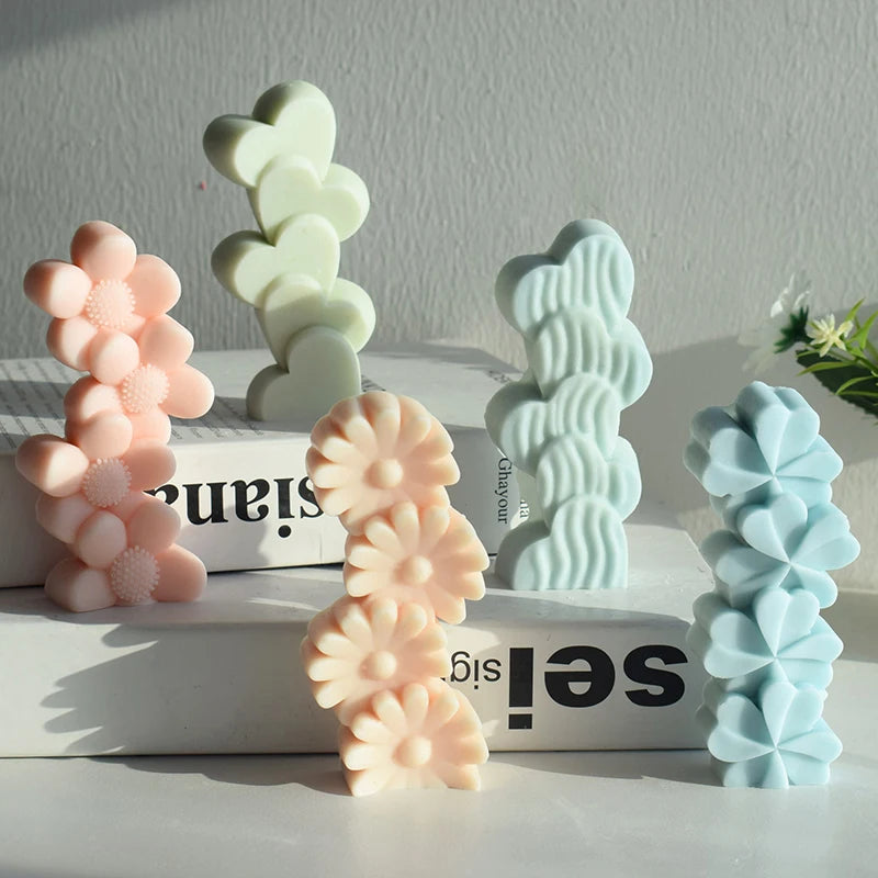 New Flower  Candle Mold Four-Leaf Clover Love Sunflower Flower Soap Mold Silicone Mold Handmade Mould