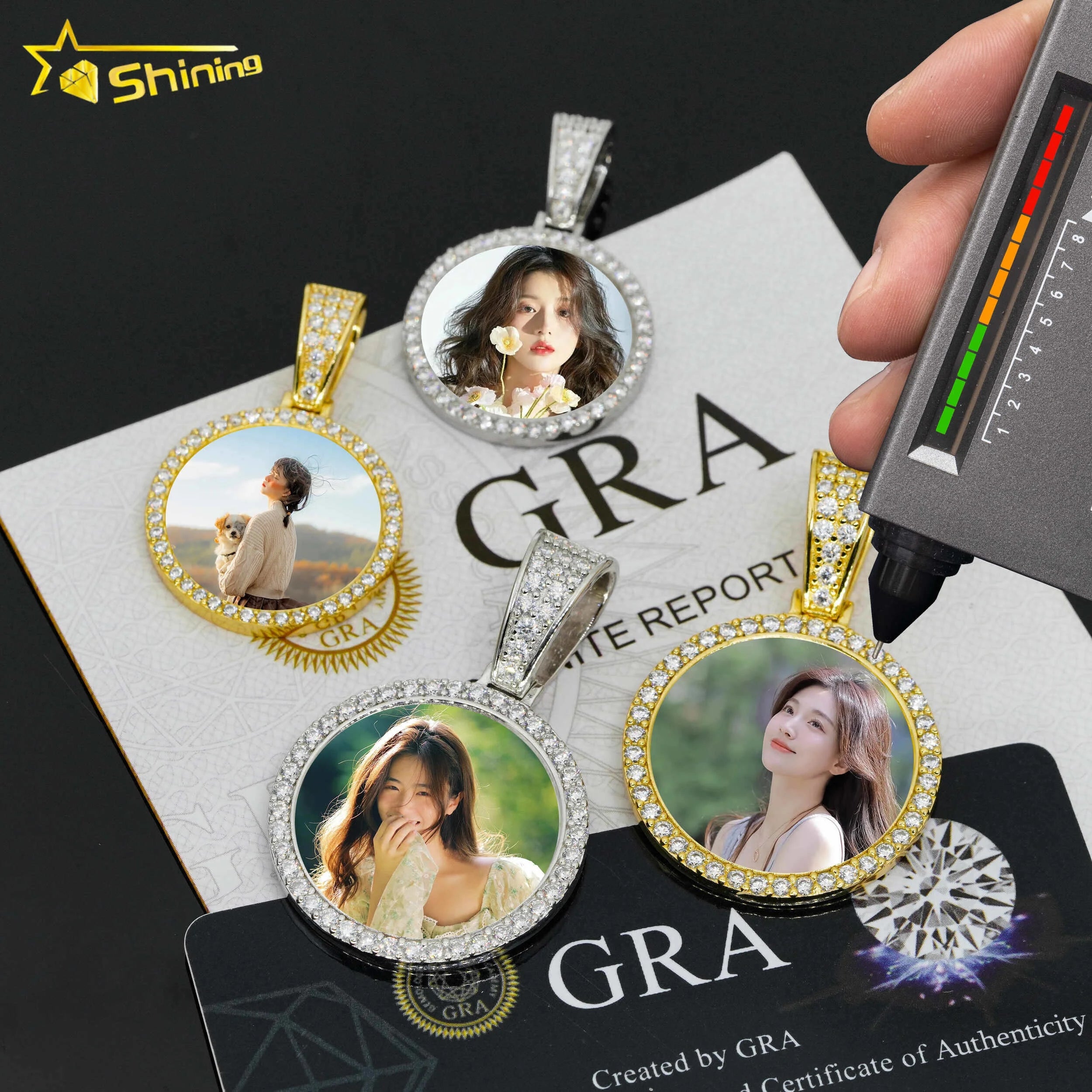 Factory Wholesale VVS Moissanite Circle Pendants Round 925 Silver Men Memory Photos Picture Pendant Charm Jewelry Manufacturer
