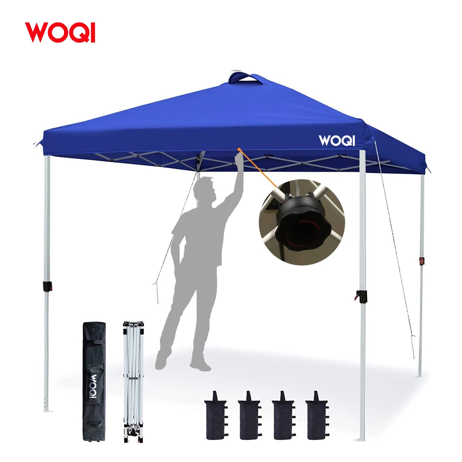 WOQI Wholesale Portable Folding Stable and Sturdy Canopy Tent with Adjustable Leg Heights Wheeled Carry Bag