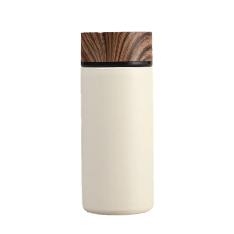 Hot Selling Water Bottle Stainless Steel Vacuum Flask Thermal Cup with Tea Infuser Wood Grain Lid Thermos