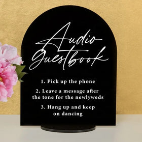 Arch Shape Audio Guestbook Sign Phone Guest Book Frosted Acrylic Wedding Signage Leave a Message Wedding Sign