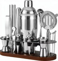 Custom Reusable Stainless Steel Wedding Home Bar Tools 750ml Cocktail Shakers Set Gift Box Bartending Accessories Recipe Card