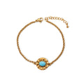 Wholesale Price Boho Stainless Steel 18K Gold Plated Natural Stone Turquoise Blue Diamond Link Chain Women Bracelets