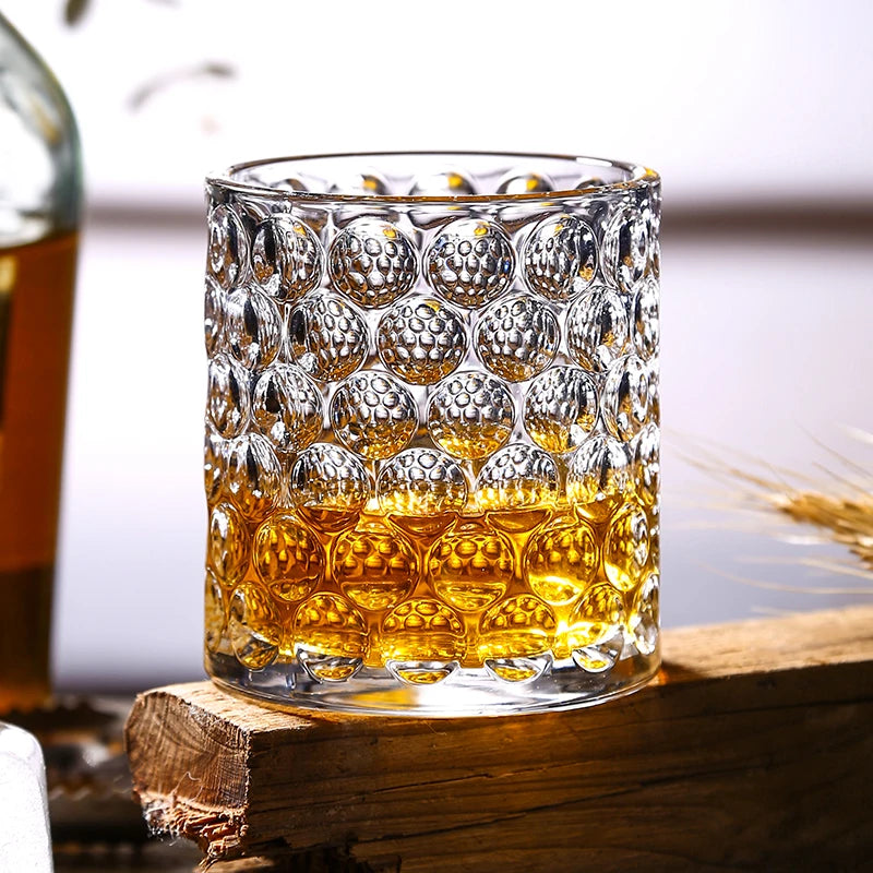 Wholesale Luxury Retro Embossed Crystal Water Glass 300ml Household Beer Glass Bar Special Scotch Whiskey Glass