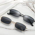 Fashion Trendy Custom Ladies Women Shades Sunglasses UV400 Small Rectangle Metal Sun Glasses