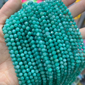 Natural Stone Faceted Amazonite 2mm 3mm 4mm Faceted Cutting Loose Round Amazonite Beads for Jewelry Making