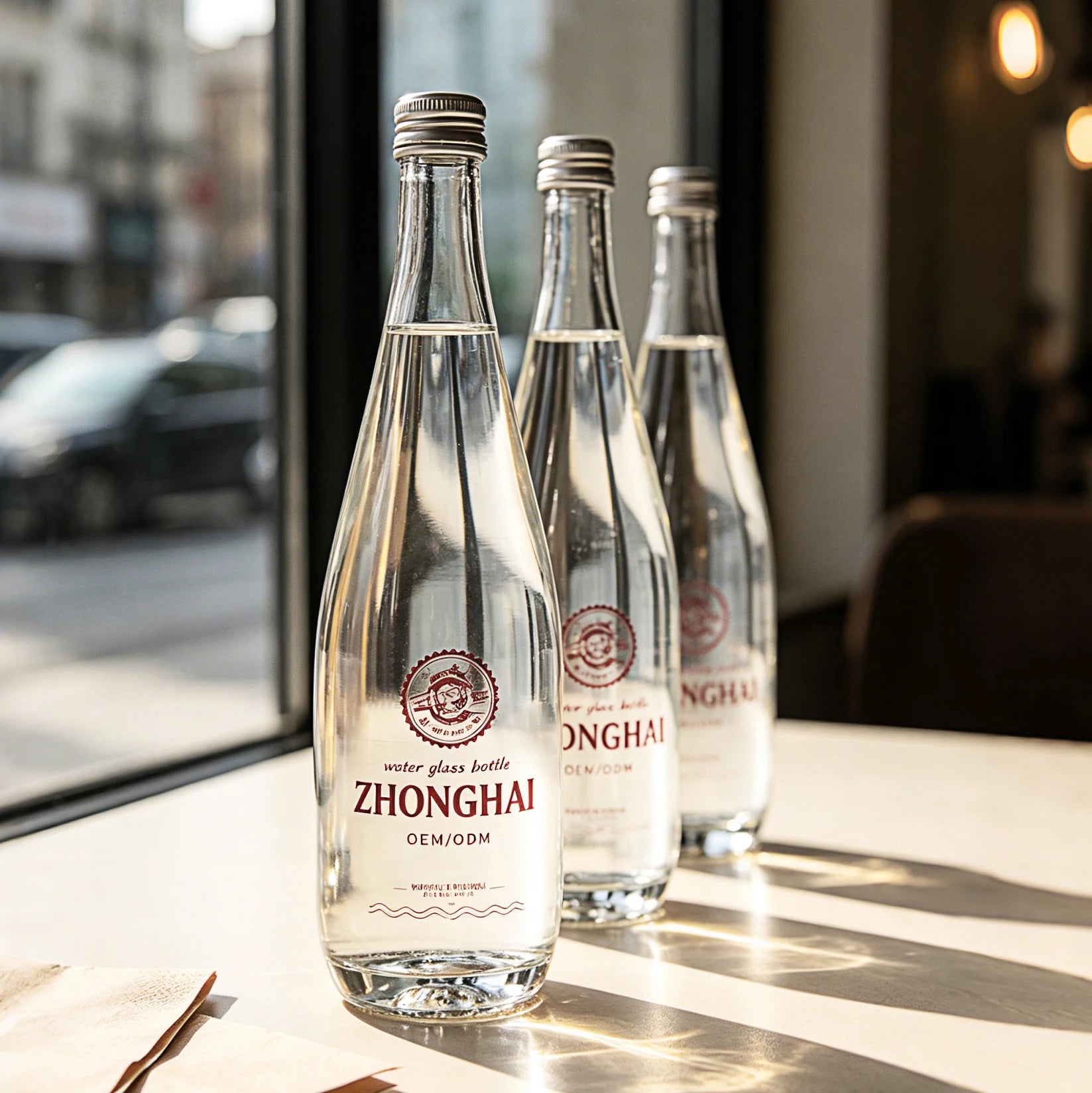Hot Sale 330ml 500ml 750ml Glass Bottle for Water Beverage Juice Sparkling Soda Mineral Water Glass Bottle with Screw Cap