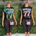 Graffiti Printed 2 Piece Set Women Sleeveless T Shirts Tops and Dot Short Pants Casual Outfits Trendy Two Piece Set