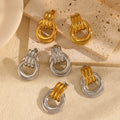 Trendy Fashion Jewelry Stainless Steel 18k Gold Plated Stud Earrings Waterproof Chunky Knot Link Circle Dangle Earring for Women