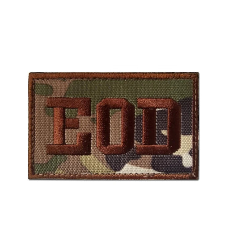 EOD Tactical Clasp Badge 3D Embroidered Patches for Clothing Backpack Decoration Sew-On Style Lace Logo Fabric Plastic Material