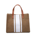 Wholesale Women's Ins Fashion Canvas Tote Bag Single Cross-Body One-Shoulder Zipper Floral Contrast Color Stripe for Beach Daily