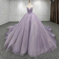 Jancember DY7523 Elegant Lace up V-Neck  Organza Dinner Dress Party Evening