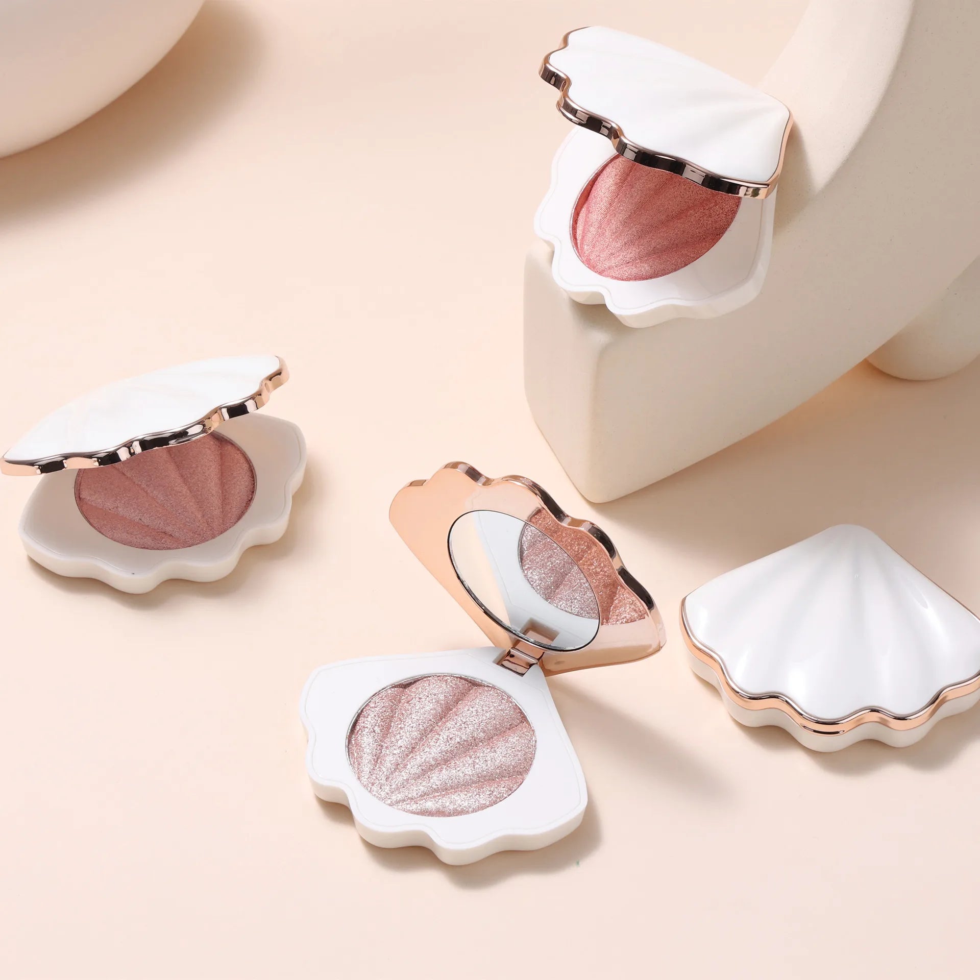 2025 Customize Private Label Highlighter Vendors HIgh Pigmented Single Make up Diamond Eyebrow Vegan Highlighter With Mirror
