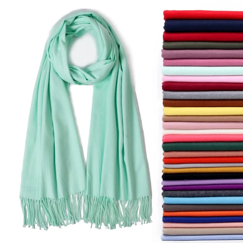 2021 Fashion Lady Warm Long Pure Color Shawl Cashmere Winter Scarf Other Scarves for Women