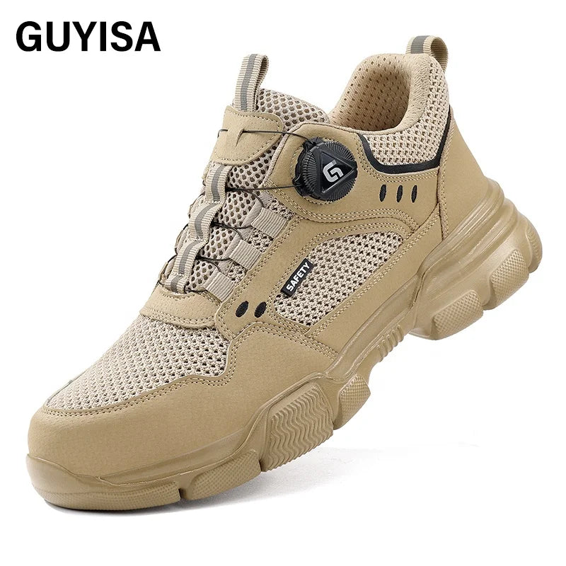 GUYISA New Khaki Workwear Series Summer Style European Standard Steel Toe Cap Labor protection Shoes