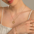 2022 Fashion New Stainless Steel 14K Gold Texture Light Luxury Design Hollow Sun Choker Necklace