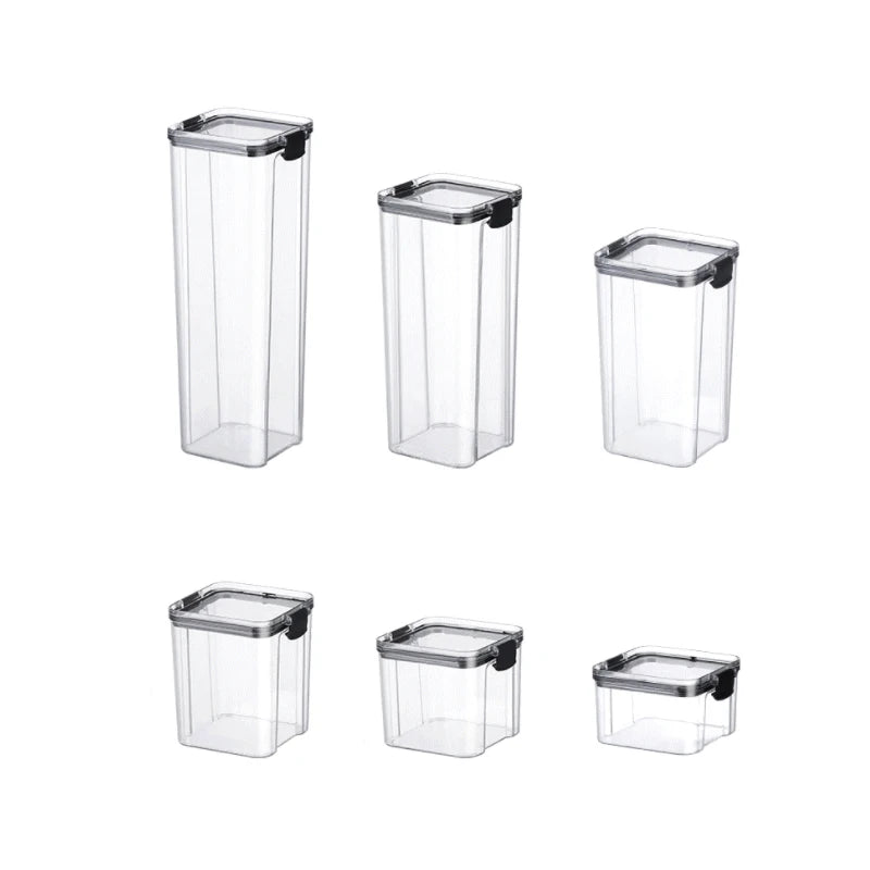 Kitchen Plastic Food Storage Jars Sealed Storage Box for Grains Cereals Candy Snacks Refrigerator Storage