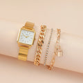 New Simple Retro square Women's Bracelet Watch Set Stainless Steel for Women with Box