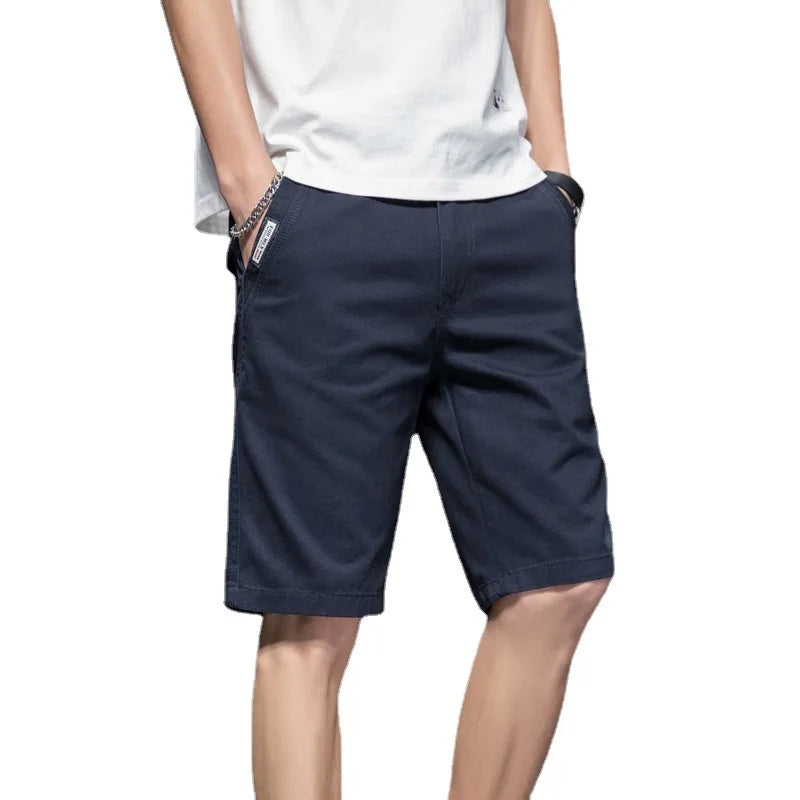 Manufacturer Wholesale Men's Summer Woven Mid Waist Breathable Bermuda Short Cotton Casual Plain Loose Fit Knee Length Shorts